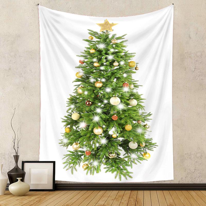 

European and American Christmas Tree Tapestry Christmas Printed Room Decor Wall Cloth Easy To Install Holiday Gifts for Friends 74x94cm(29x37in)