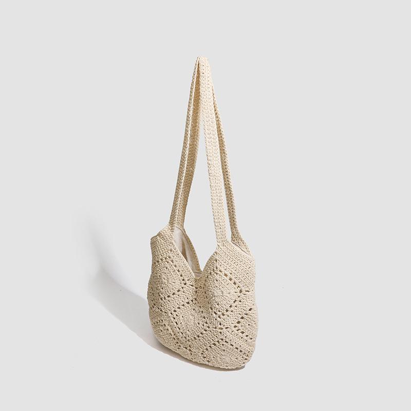 Crochet Cotton Thread Hollow Knitting Street Trend Grandmother Grid Leisure Vacation Shoulder Tote Women's Bag