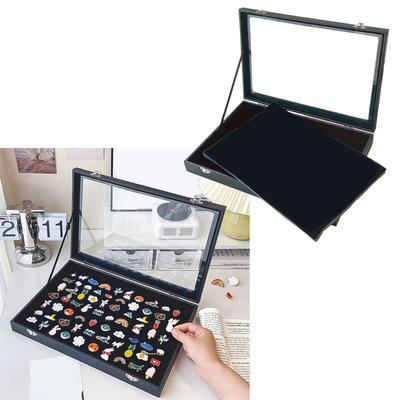Elegant Velvet Lined Pin Display Box Sturdy Tabletop Medal Display Shadow Box Functioanl Large Velvet Pin Organizers