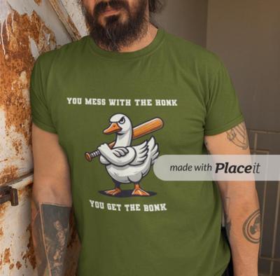 You Mess With The Honk You Get The Bonk - Unisex Softstyle Funny Cartoon Goose T-Shirt
