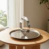 Fruit Tray with Handle Polished Metal Dish Reflective for Dining Table, Tabletop