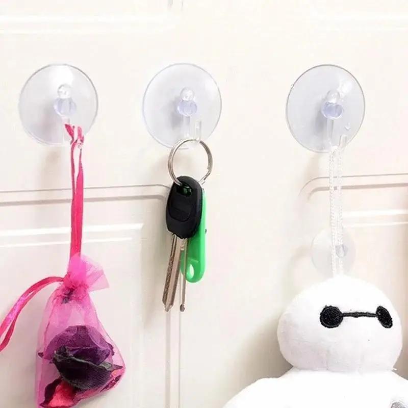 New 5Pcs Concise Design Transparent Wall Hooks Suitable Bathroom Towel Hanger Hooks Super Strong Suction Cup Window Hooks