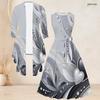 Women Plus Size Two Piece Set Printed Green Black Gold 3 4 Sleeve Cardigan Sleeveless Tie Waist Flared Dress