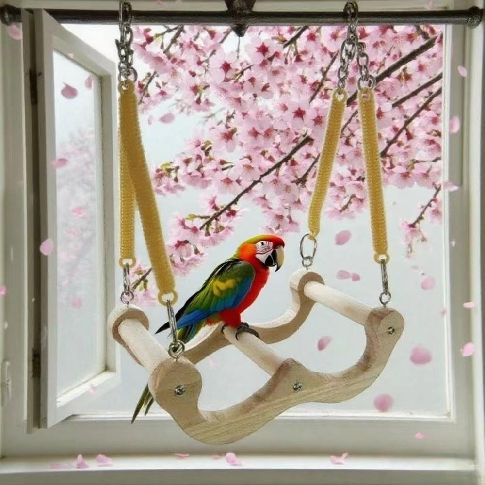 Wear Resistant Wood Bird Swing Chew-resistant Parrot Play Rack Bird Training Stand  Bird Enrichment