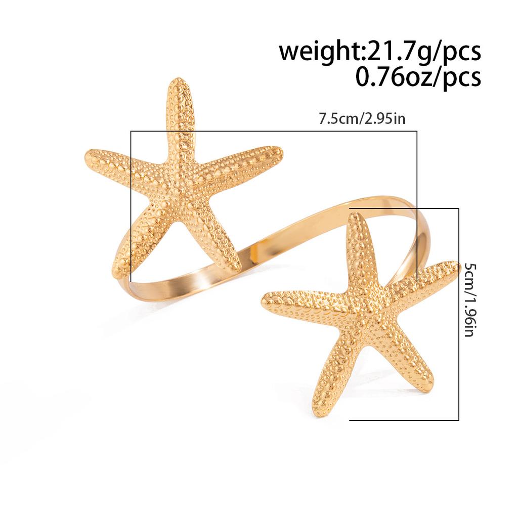 2025 Trendy Starfish Open Cuff Bangles Adjustable Armband Silver Gold Color Punk Flower Conch Geometric Upper Arm Bracelet for Women Beach Jewelry