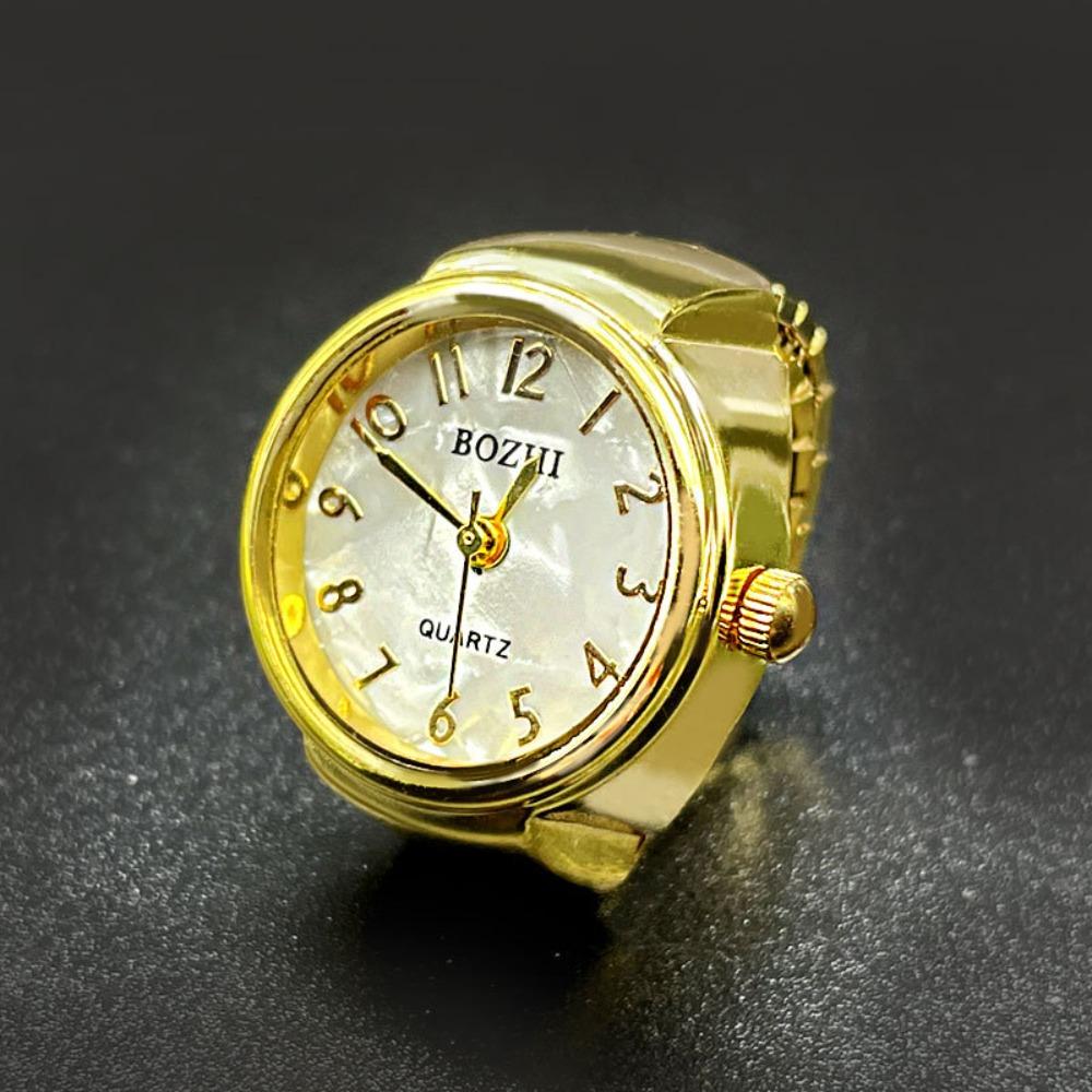 

Gold Silver Color Punk Simple Quartz Watch RingsCreative Clock Dial Women Men Couples Elastic Strap Finger Ring Jewelry resizable червоний