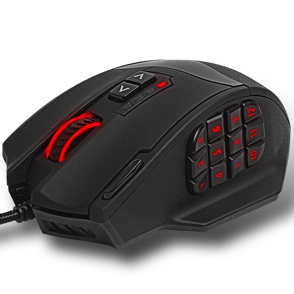 RED SAMURAI Gaming Mouse Wired Mouse 16400dpi 1000Hz 18 Program Buttons Side Buttons Weight Adjustment Stable Grip Backlight Customization Program