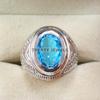Blue Topaz Oval Cut Gemstone With 925 Sterling Silver Ring For Men's #A902 JL375669066753