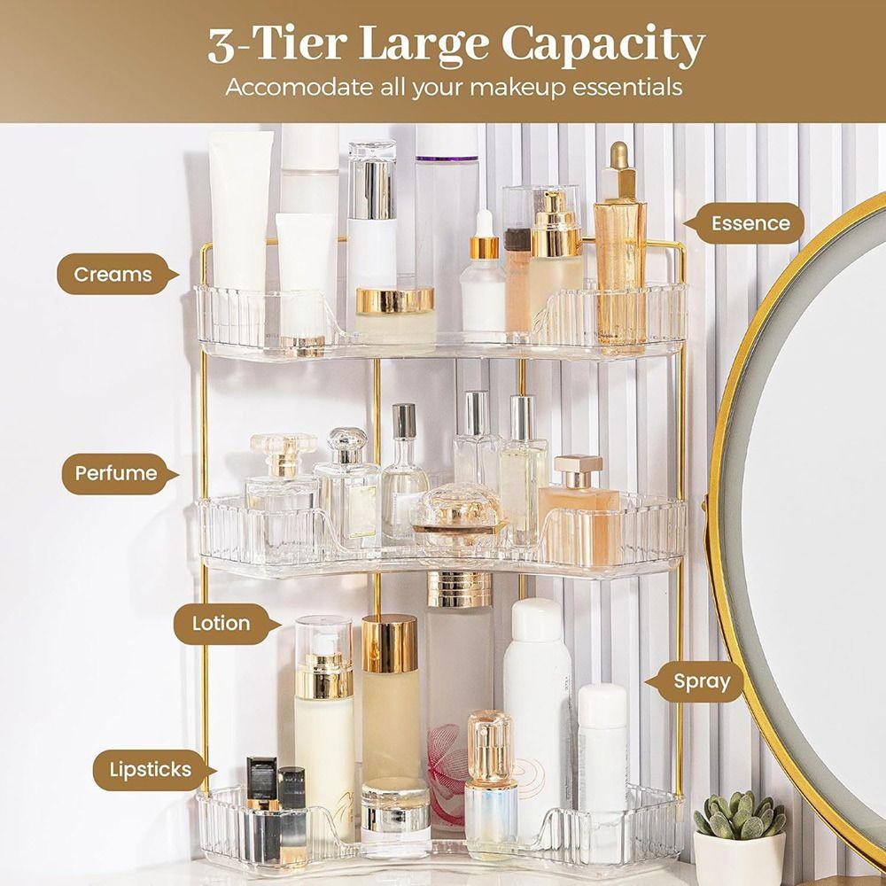 Transparent Desktop Corner Shelf Large Capacity Desktop Organizer Cosmetics Storage Holder  Home