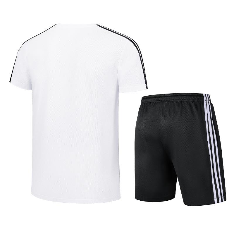 Completo sportivo da uomo alla moda, tre pezzi, casual, taglie forti, da viaggio, in gruppo, a maniche corte, da uomo