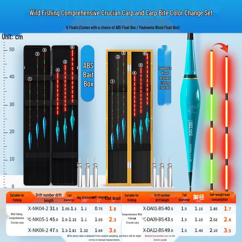 High-Sensitivity Nano Fishing Float Set with Box - Eye-Catching Thickened Crucian Carp Floats