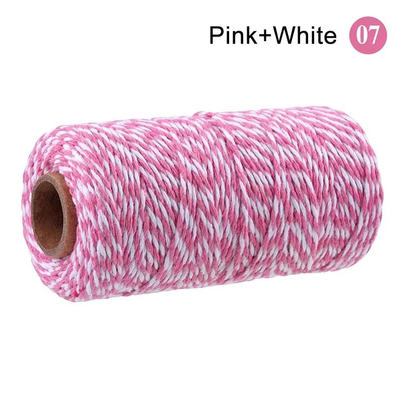 100M/Roll Cotton Bakers Twine String Cord Rope Two-color Craft Twine Home Textile Gift Packaging Christmas Wedding Decor