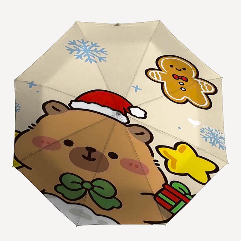 Reiseregenschirm mit Capybara-Motiv - 8 Rippen, Automatisches Öffnen und Schließen, Tragbares faltbares Design, Kompakter und stilvoller Schirm für unterwegs