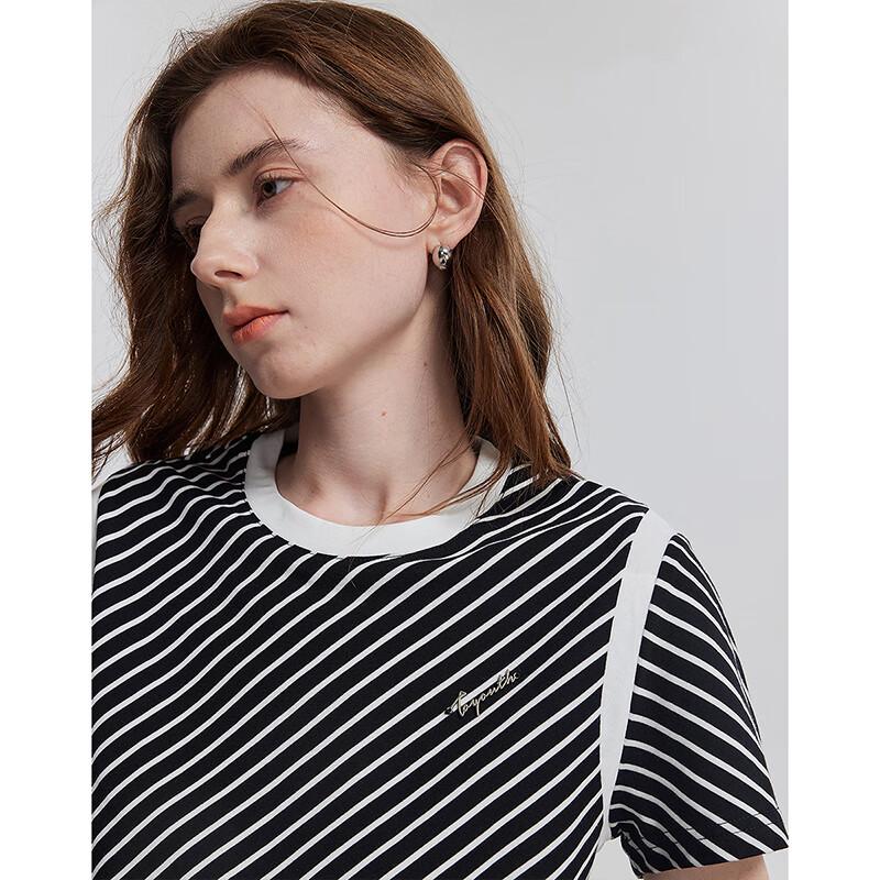 Chuyu 2025 Summer Striped Short Sleeve Cotton T-Shirt