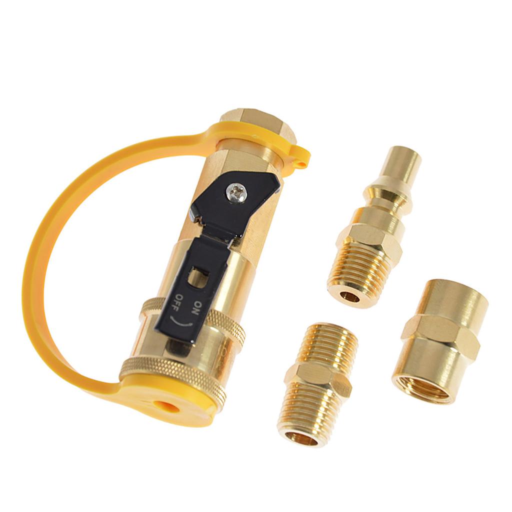 Adaptor Fitinguri Conectare Rapidă Propan cu Valve de Închidere Conector pentru Grătar BBQ Consumabile Metal Instrument Conector Propan