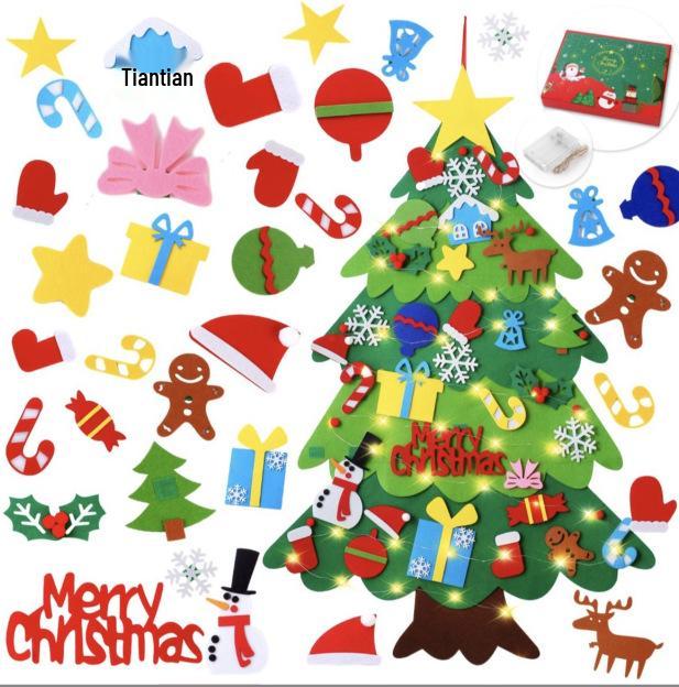 Children's DIY Felt 3D Christmas Tree with Handmade Ornaments