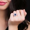 European and American New Blue Zircon Rings Luxury Fashion Jewelry  Cubic Zirconia Bridal Wedding Engagement