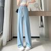 Women's Summer High Waist Ice Silk Wide-Leg Pants - 2025 New, Lightweight, Floor-Length, Loose, Slimming, Casual Straight Leg Design.