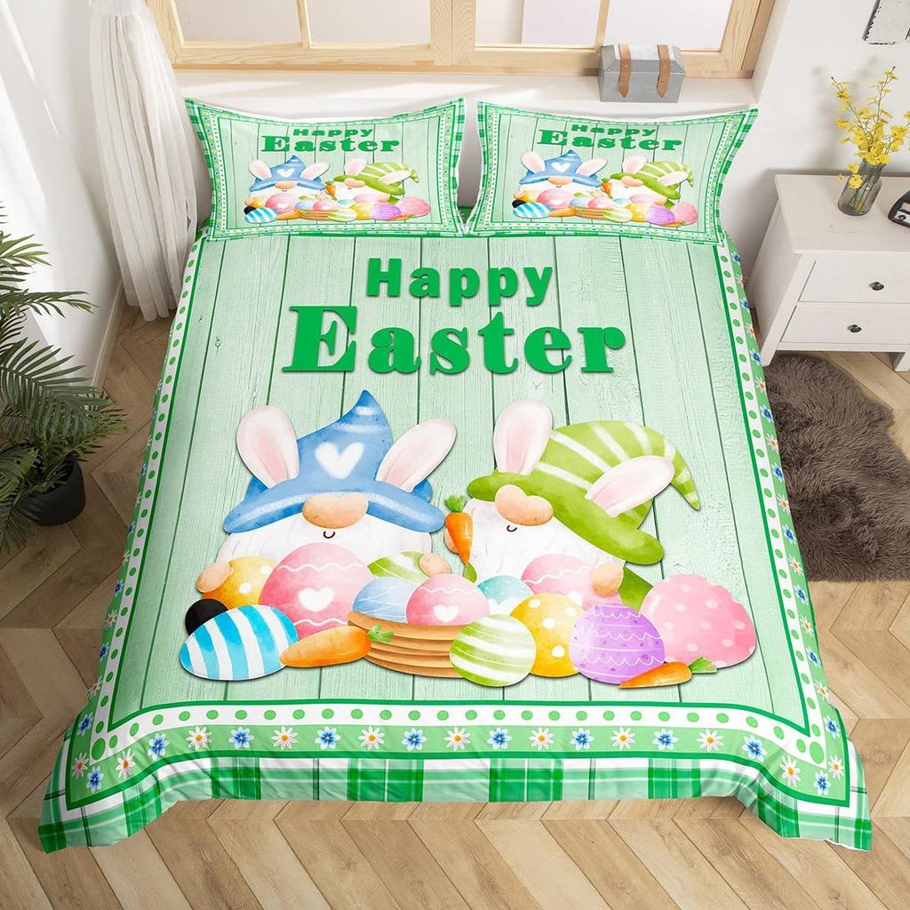 Easter Themed Duvet Cover Cute Rabbit Bedding Set Easter Egg Three-Piece Set