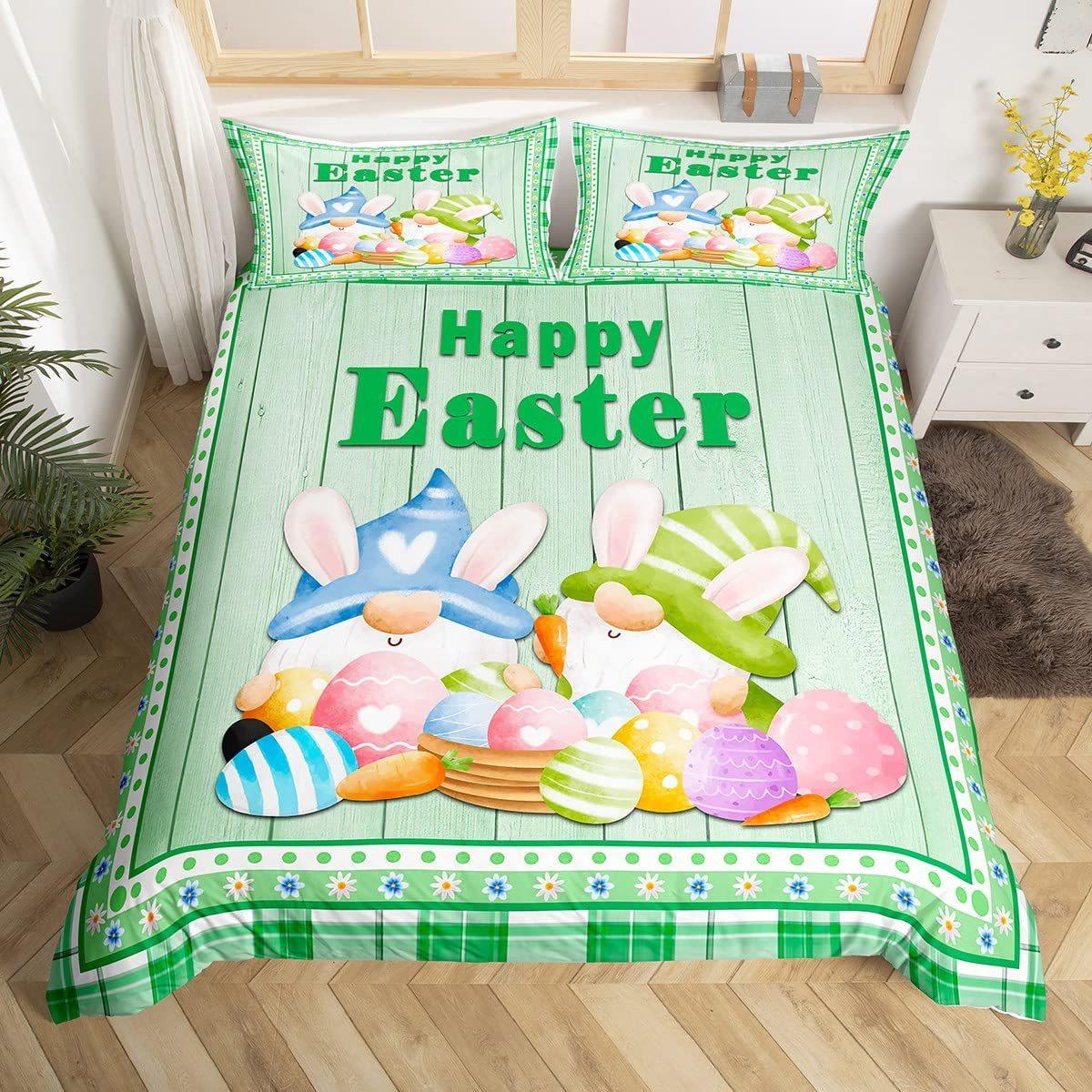 

Пододеяльник на пасхальную тематику Милый комплект постельного белья с кроликом Набор из трех предметов с пасхальным яйцом EU single 135*200