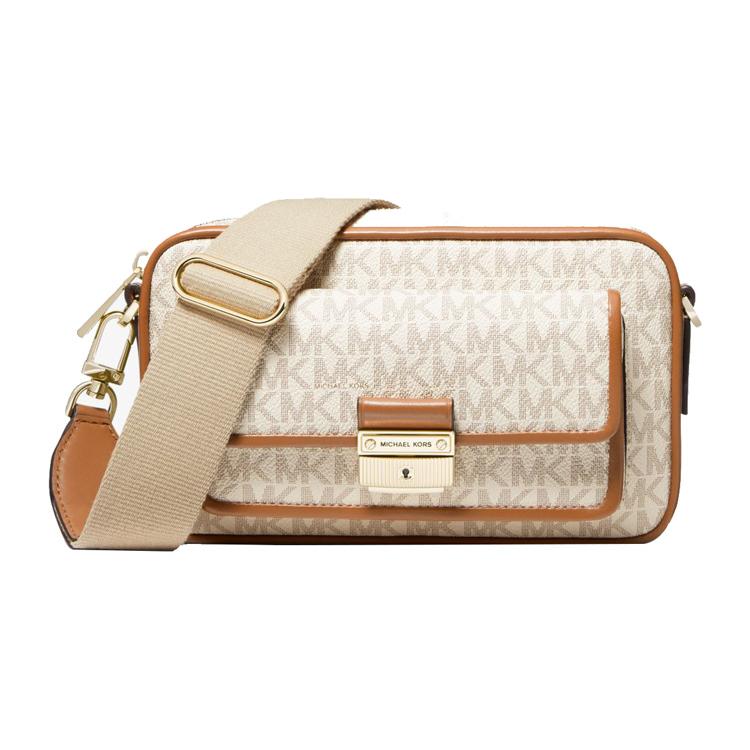 New MICHAEL KORS Bradshaw Polyurethane Camera Bag, Shoulder Bag, Crossbody Bag Medium Women's Vanilla White 32F1G2BC2B-149