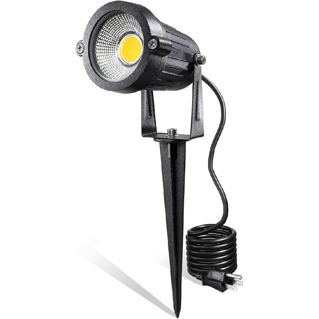 LED Landscape Lights,5W 120V AC Outdoor Pathway Garden Yard Spotlight,IP65 Waterproof Garden Flood Light,Outdoor Spotlight with Stake,UL Cord 5-ft