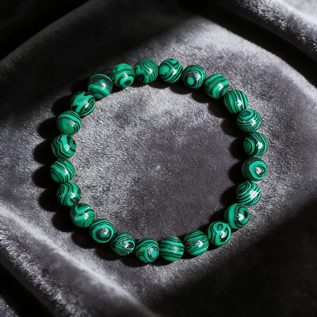 Malachite Beads Bracelet Natural Stone 6 8 10mm Reiki Healing Crystal Charmed Bracelet Vitality Protection Festival Jewelry Gift