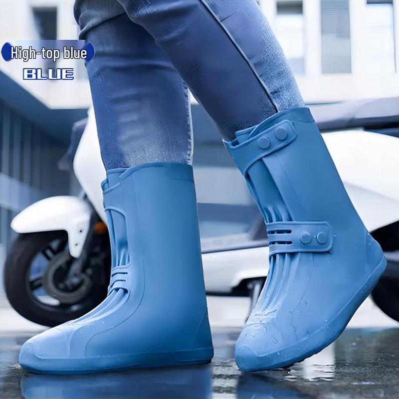 Wiederverwendbare Wasserdichte Silikon Anti-Rutsch Regenschuhüberzieher, Abriebfester High-Top Schutz für Damen und Kinder