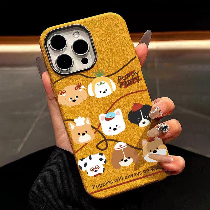 Cute Puppy Collection Soft Shell Suitable for IPhone16 Mobile Phone Case Apple 15 Protective Case 14 13 Large Hole Pattern