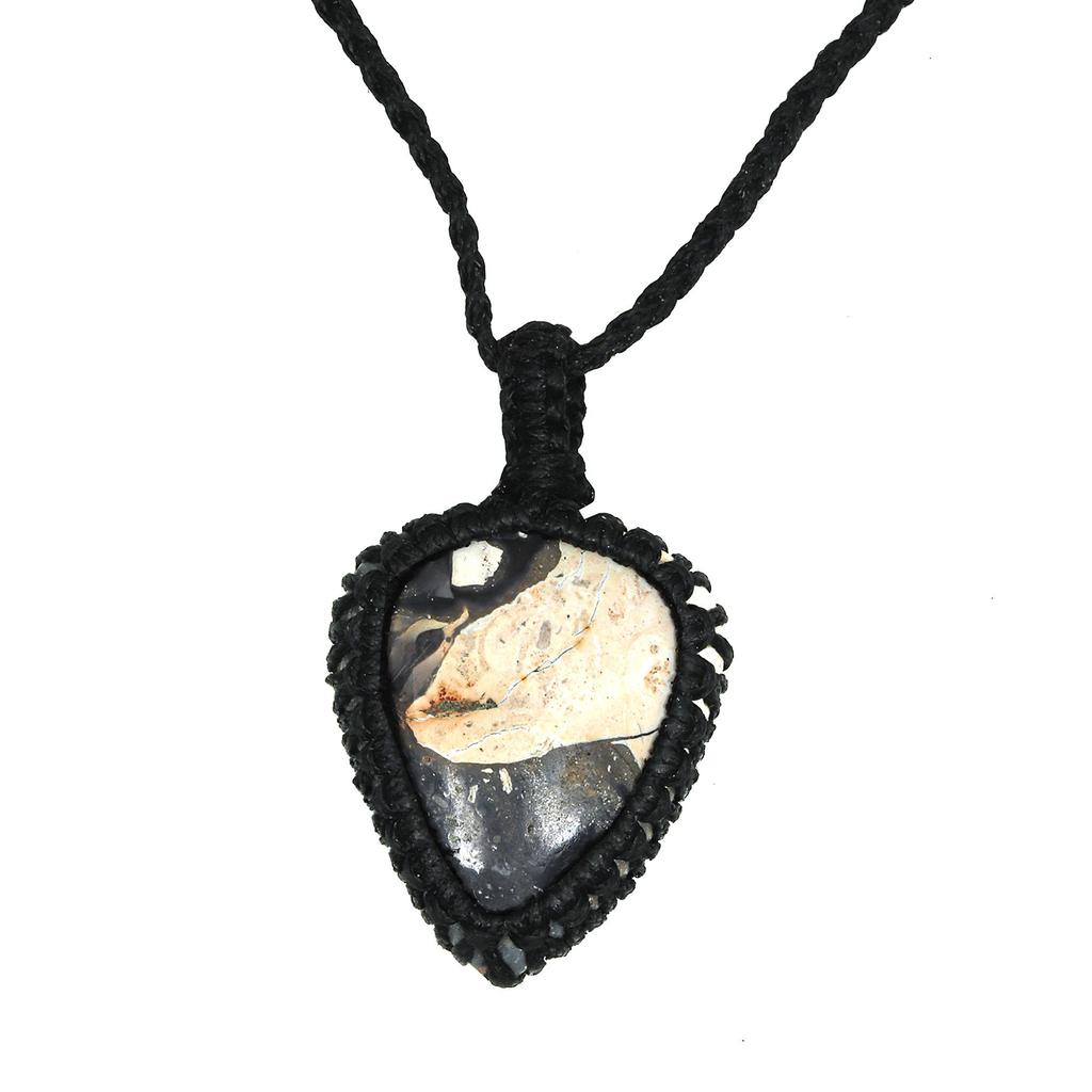 Malinga Jasper Macrame Thread Gemstone Handmade Jewelry 20-36''Ad Necklace