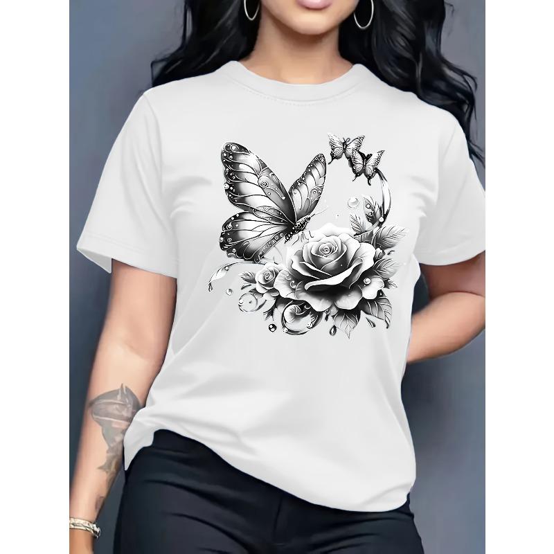 Женская повседневная футболка с коротким рукавом и круглым вырезом с принтом букв S белый