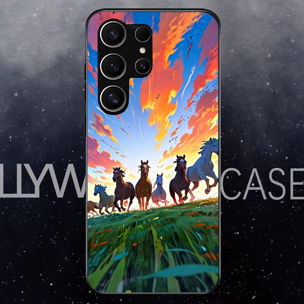 Cool Running Horse Phone Case For Samsung S25 Edge Ultra S23 S22 S21 S20 Ultra Plus S24 Fe A54 A53 A25 Glass Cover