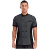 Unisex Kitchen Uniform Short Sleeve Color Block Chef Jacket Cook Coat Men Women Work Top