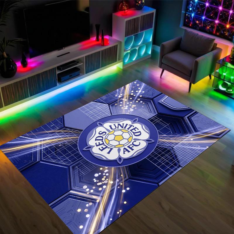 Design Calcio Leeds United Tappeto in Velluto di Cristallo Accogliente Non?Tappeto Stampato Antiscivolo per Camera da Letto Soggiorno Ingresso