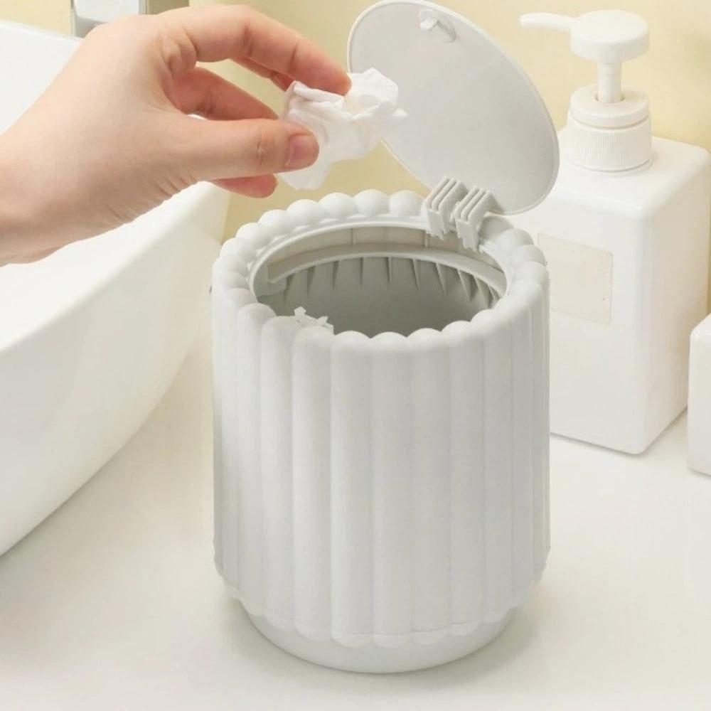 Press Open Lid Desktop Trash Can Sunflower Shape Storage Bucket Durable Waste Bin Office
