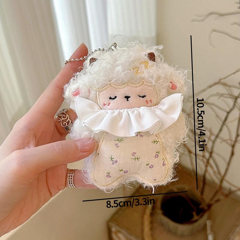 Cartoon Cuddly Little Lamb Keychain Plush Sheep Hanging Ornament Starry Lamb Bag Accessory Pendant Birthday Festival Party Gift