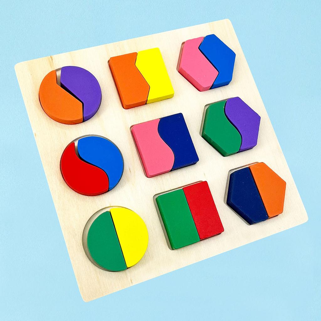 1pc 14.6cm/5.75in Wooden 3D Puzzles Jigsaw Montessori Games Kids Geometric Shapes Color Learning Educational Toys for Children
