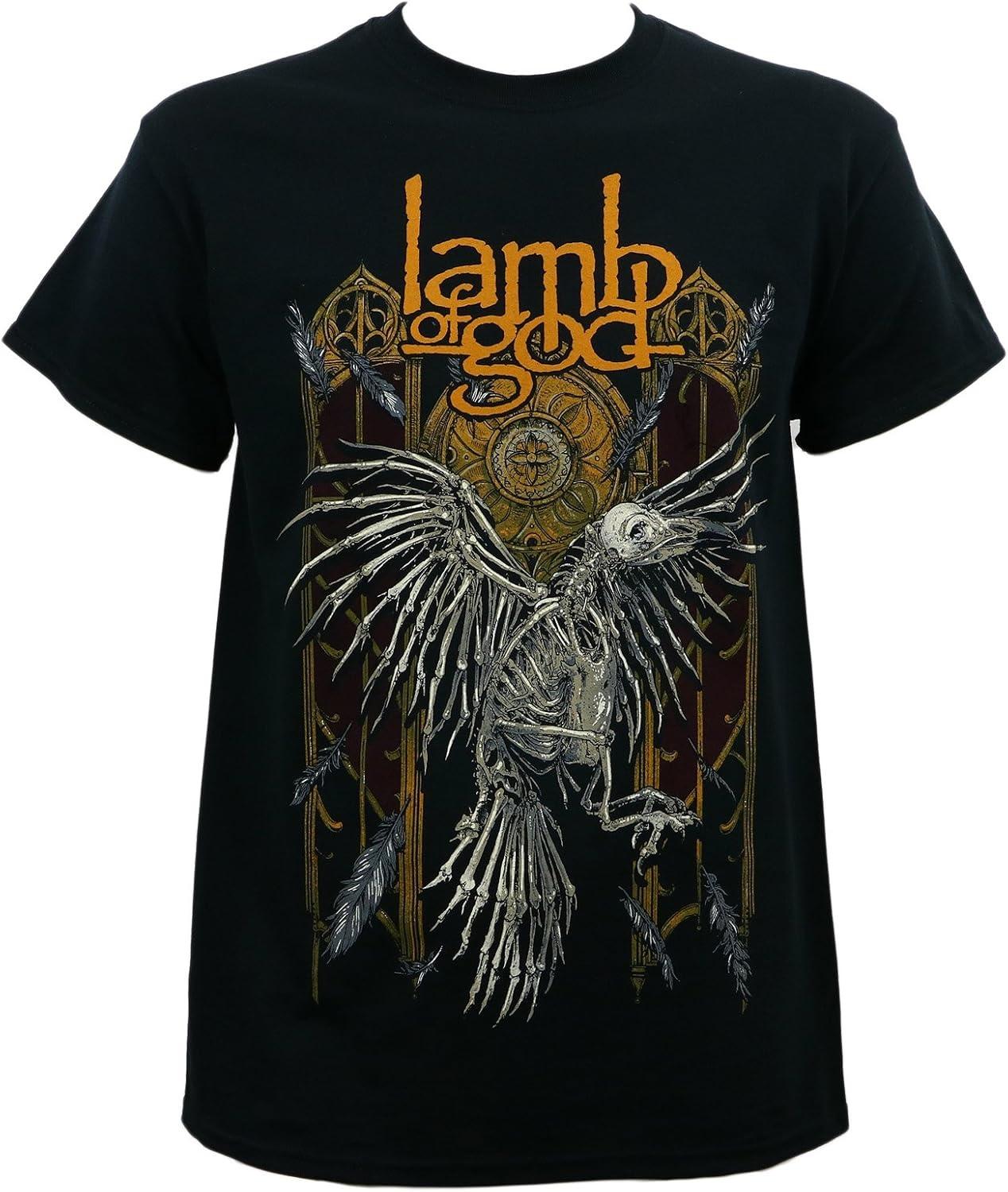 LAMB OF GOD Band Crow Skeleton Black T-Shirt 2XL S