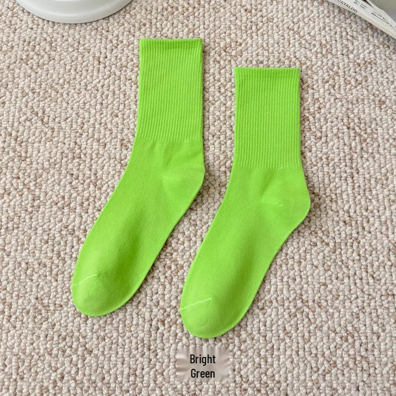 Bunte Damen Kniehohe Candy Color Scrunch Socken - Trendy, Ganzjährig, Mittelhoher Schaft, Einfache Tanz Baumwollsocken