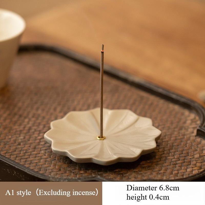 Porte-encens en forme de fleur en céramique avec cendrier Design Parfait Pour la Maison la Méditation le Yoga et l'Utilisation en Aromathérapie
