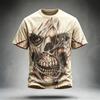 Men's Casual Round-Neck Short-Sleeve T-Shirt Trendy Men's Top with Flame and Skull Print  Shirt for Holiday Parties