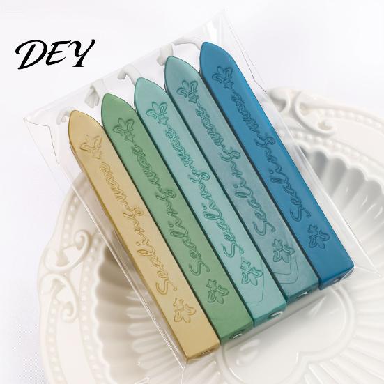 Wax Seal Beads for Invitations 5PCS Sealing Sticks, with Wicks, Classic Color Retro Letters Strips, Envelope And Vintage Craft Decor Stamp Supplies