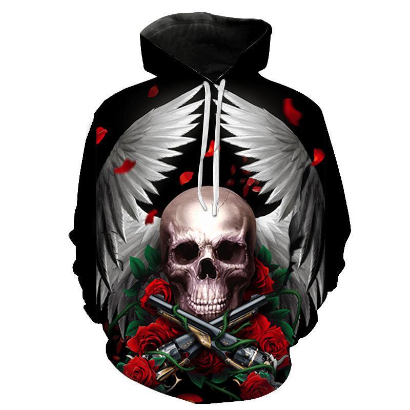 Autumn 3D Skull Printed Hoodies Fashionable Casual Sports Long Sleeved Men's Hooded Sweatshirts