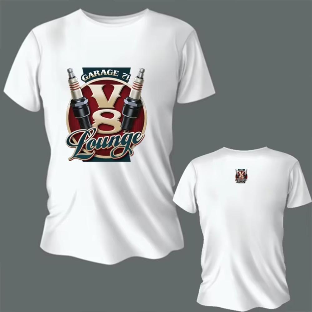 Vintage tričko s V8 motorem pro muže Letní tričko s krátkým rukávem Topy Napájení DIY Trička streetwear