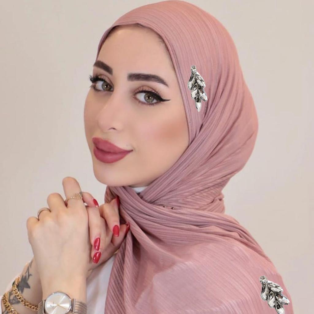 New Diamonds Ribbed Jersey Hijab Crepe Rhinestone Scarf Muslim Plain Soft Shawls Islamic Wraps Headband for Women