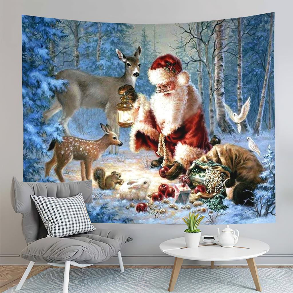 Christmas Tree Tapestry with Lights,Holiday Party Tapestry Wall Hanging Tapestries Gifts for Xmas Decor,Birthday and Room Decor