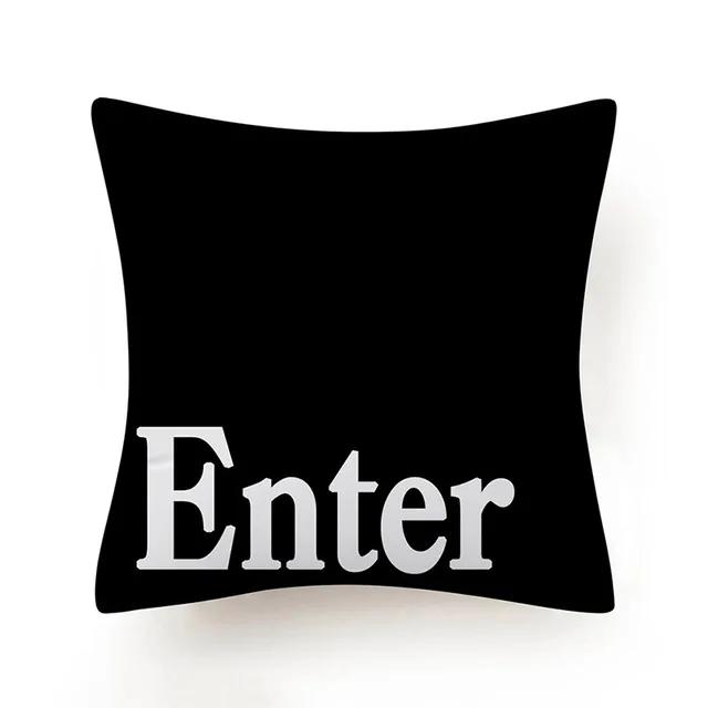 Keyboard Jeanette Alt Del Ctrl Letter Pattern Hug Cushion Cover Black and White Home Decor Home Car Comfort Cushion Cover    ...