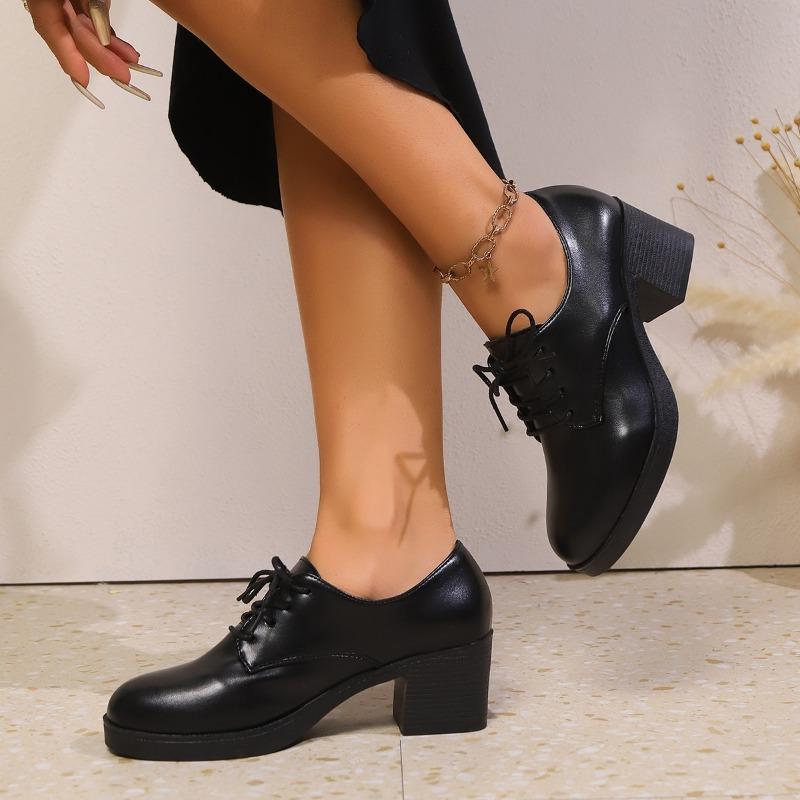 Fashion Spring and Autumn Fashion New Sexy Round Toe Banquet Women's Thick Heels Solid Color Straps Daily Elegant and Comfortable Pumps