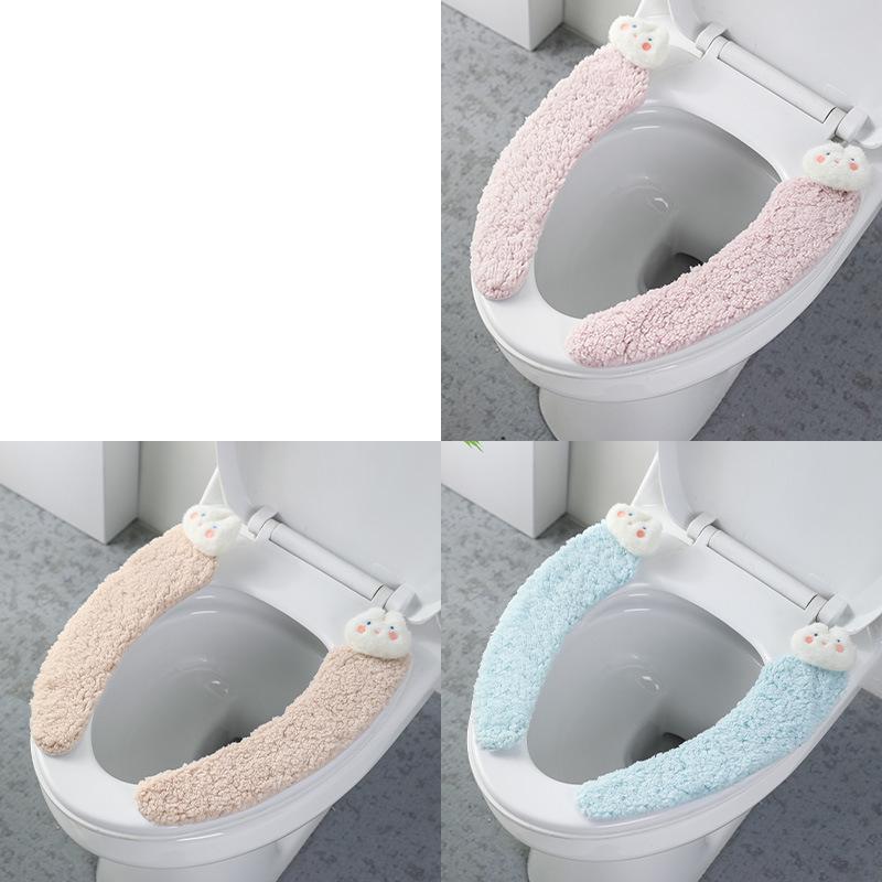 

New Winter Cute Rabbit Fleece-Lined Toilet Seat Cushion - Warm & Comfy for All Seasons