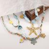 Bohemian Starfish Floral Pendant Necklace Vintage Charm Pendant  Beach Jewelry